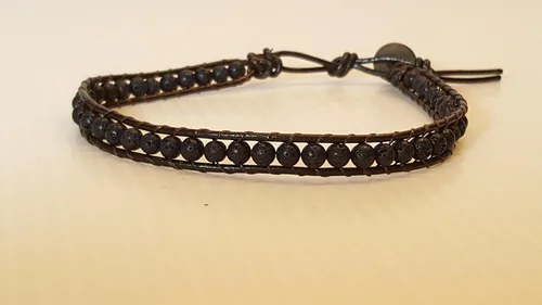 Vista 2 de Infinityee888 Lava Bead Anklet Bracelet 10 Inches Woven Leather Handmade Men Women Anklet