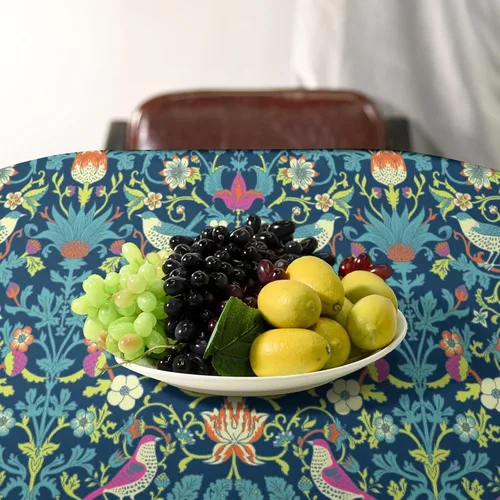 Vista 363 de Mantel Floral Retro de Pájaros, Diseño Original Bohemio William Morris Estampado Cubierta de Mesa para Hogar Picnic Fiesta Comedor Cocina William
