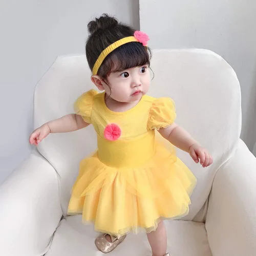 Vista 5 de Disfraces de princesa para bebé, disfraz de cumpleaños, vestido tutú con diadema para Halloween, Navidad, fiestas