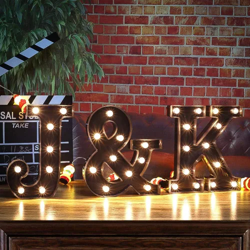 Vista 6 de Letras negras Glintee con luz, las letras