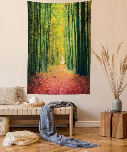 Vista 53 de Ambesonne Tapiz bohemio, diseño floral de bruja, luna y mariposa con adornos de mandala, decoración de tela para colgar en la pared para dormitorio