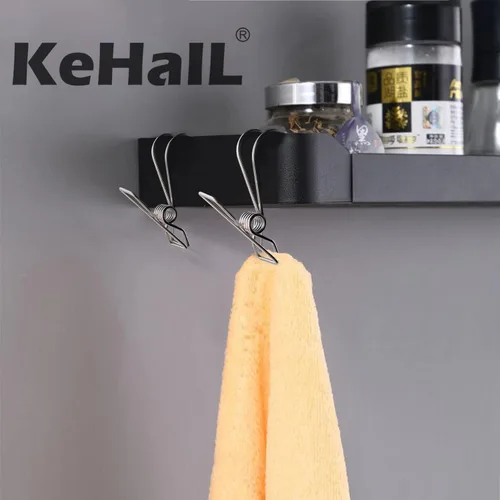 Vista 2 de 12+2 piezas de clip de acero inoxidable 304 con gancho, clips duraderos para colgar, perchas multifuncionales resistentes para uso para artículos