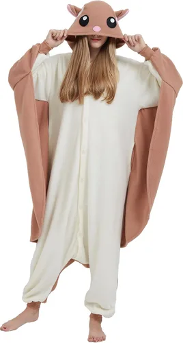 Vista 5 de DELEY Pijama unisex de una pieza para niños, pijamas de animales para Halloween, disfraz de cosplay para mujeres y hombres, ropa de dormir