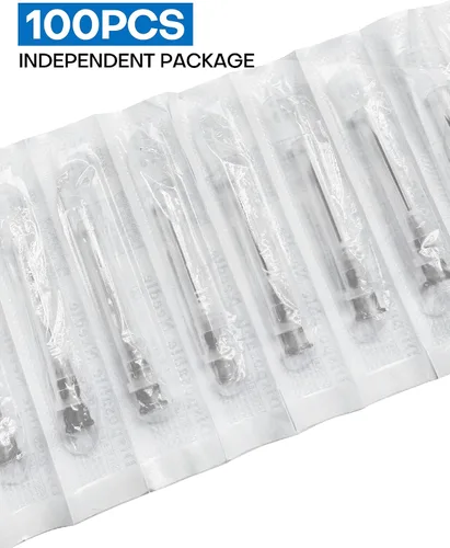 Vista 5 de 100 piezas agujas desechables 22G de 1 pulgada, Luer Lock paquete individual de accesorios de herramientas de laboratorio para rellenar líquidos