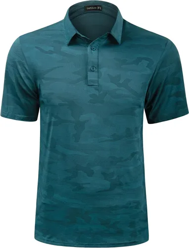 Vista 76 de TAPULCO Camisetas tipo polo de secado rápido para hombre, diseño de camuflaje, atléticas, ligeras, transpirables, casuales, para golf