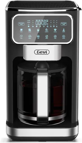 Vista 8 de Gevi Cafetera de 12 tazas con pantalla táctil, cerveza atrevida y helada, jarra de vidrio Cervecera de goteo de 12 tazas, temporizador