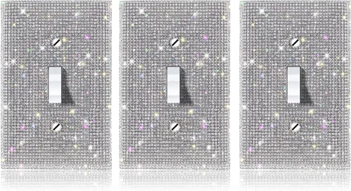 Vista 9 de Cubierta de interruptor de luz con brillos genéricos y enchufes, cubierta de placa de pared con diamantes de imitación brillantes, cubiertas