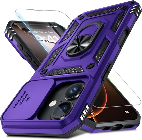 Vista 16 de Janmitta Funda para iPhone 8 Plus/7 Plus/6 Plus, Cubierta de Teléfono con Cubierta Deslizante Integrada para Lente de Cámara + Protector
