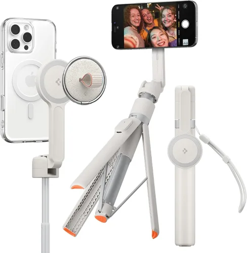 Vista 17 de Spigen Soporte de Trípode para Palo de Selfie con Control Remoto Bluetooth y Obturador, Extensible de 24", Compatible con MagSafe iPhone