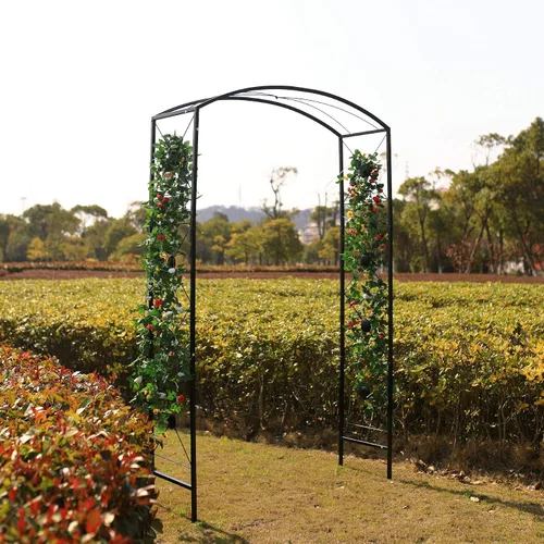 Vista 4 de Arco de jardín de acero, 7 pies 6 pulgadas de alto x 4 pies 7 pulgadas de ancho, cenador de jardín para varias plantas trepadoras, jardín al aire