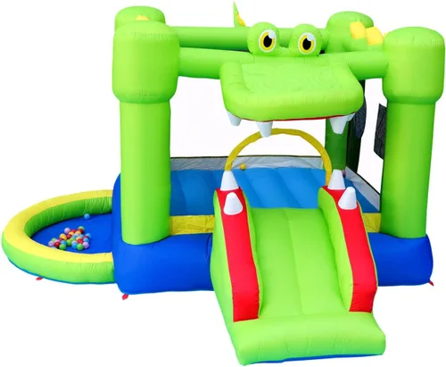 Vista 7 de Casa inflable con tobogán, castillo hinchable con soplador y casa de pelotas, juego de dos objetivos de dardos