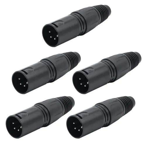 Vista 10 de Conector de cable XLR de 4 pines XLR Conector de enchufe hembra de 4 pines Adaptador de audio para micrófono, negro, 5 PCS