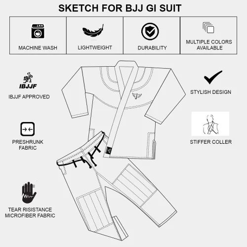 Vista 3 de Jayefo Cinturón deportivo brasileño Jiu Jitsu Gi para hombres y mujeres uniforme de agarre preencogido GIS ultra ligero Kimonos para adultos BJJ Gi