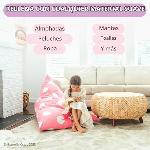 Vista 4 de Funda para silla con diseño de mariposa para niños y adolescentes, Lona, lunares rosado claro Lunares Rosa Claro