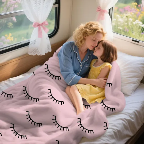 Vista 2 de Manta de pestañas rosa para sofá y cama, manta de franela suave de 50 x 60 pulgadas, bonito patrón de pestañas estética, decoración de habitación