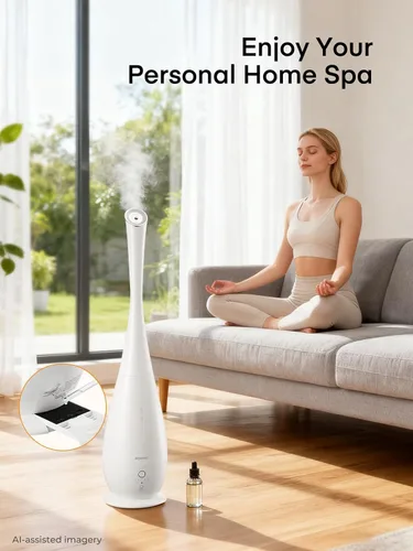Vista 5 de FOHERE Humidificadores para dormitorio, habitación grande, 5 L, humidificador silencioso de niebla fría de 48 horas de larga duración para plantas