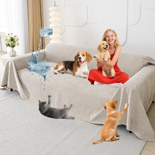 Vista 12 de Loiion Funda impermeable para sofá de perro 100% de doble cara - antideslizante, a prueba de fugas, protectores de sofá para mascotas para Almendra