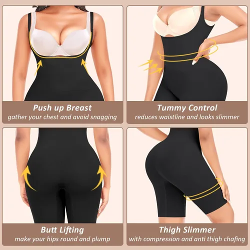 Vista 3 de PIMMI Body moldeador para mujer, control de abdomen, sin costuras, fajas adelgazantes, cuerpo completo, faja de cintura