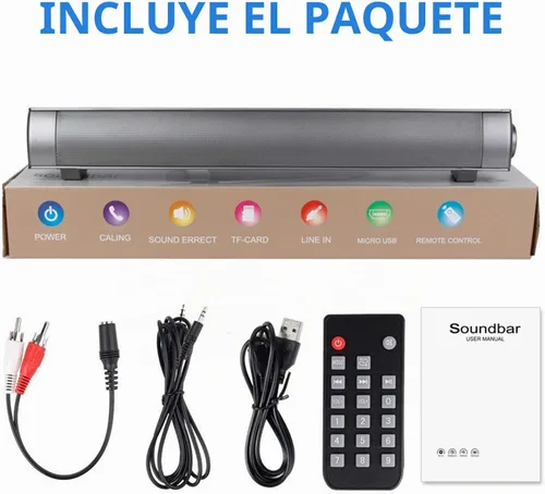 Vista 5 de TOPROAD Barra de sonido, barra de sonido con cable e inalámbrico Bluetooth 5.0, micrófono integrado, para teléfono celular/tablet/proyector