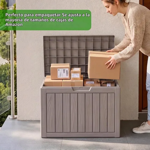 Vista 6 de EasyUp - Caja de almacenamiento para exteriores de 50 galones, impermeable, con cerradura 2-Gris