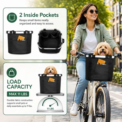 Vista 4 de ANZOME Bike Basket, Foldable Front Handlebar Carrier with Quick Release