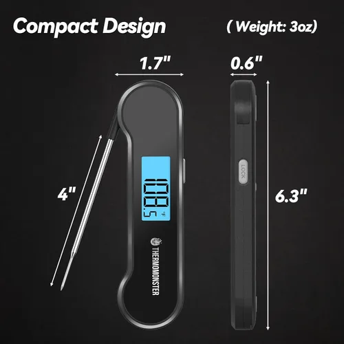 Vista 3 de Termómetro digital de lectura instantánea de 0.5 segundos para carne con precisión de ± 0.5 ℉, termómetro de alimentos para cocinar utensilios