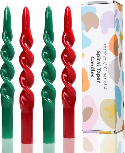 Vista 8 de Vela cónica verde en espiral para vacaciones, boda, fiesta, cera sin perfume, vela sin goteo, regalo de cumpleaños, regalo de Navidad, 7.5 pulgadas
