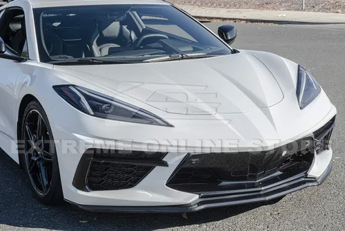 Vista 5 de Repuesto para Chevrolet Corvette C8 2020 Divisor de labio inferior de parachoques delantero estilo GM Z51 (plástico ABS, negro brillante)