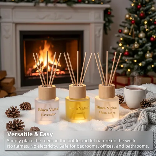 Vista 9 de binca vidou - Juego de 3 difusores de aceite de aroma natural de lavanda y jazmín con varillas para decoración de aromaterapia en casa, oficina