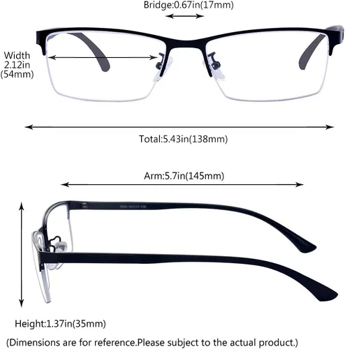 Vista 6 de ALWAYSUV Lentes de distancia con montura rectangular TR90 para hombres y mujeres, retro, miopía, miopía, 1.0