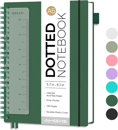 Vista 14 de AHGXG Diario de puntos, cuaderno en espiral de cuadrícula de puntos de 8.5 x 11 pulgadas, cuaderno de puntos grande A4, papel grueso de 3.53 oz/m²