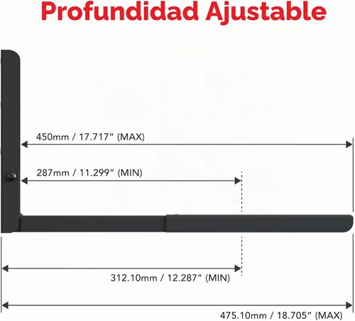 Vista 3 de AVF Par de soportes para horno de microondas montados en pared, soporta Negro
