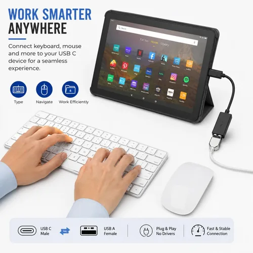 Vista 4 de Adaptador USB-C OTG, USB-C macho a USB 3.0 hembra, adaptador OTG compatible con Thunderbolt 3 y 4 para MacBook Pro, iPad Pro, Surface Go