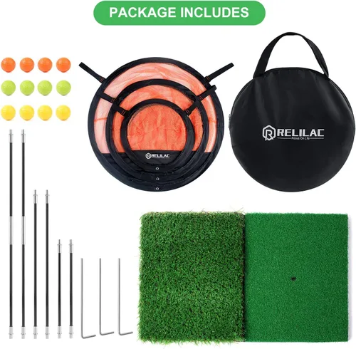 Vista 7 de RELILAC Juego de red de práctica de astillado de golf emergente, accesorios de objetivo de golf para interiores y exteriores, mejora tu juego corto