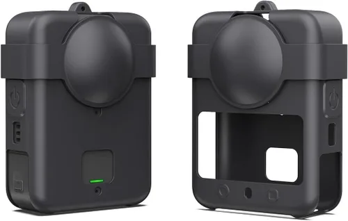 Vista 3 de Para accesorios DJI OSMO 360, funda de silicona + tapa de lente + funda protectora con cordón compatible con cámara de acción DJI OSMO 360