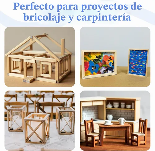 Vista 3 de Varilla cuadrada de madera para manualidades, 1/4 pulgadas x 12 unidades, 10 palos de madera para manualidades, adornos de madera y fabricación