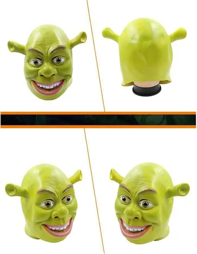 Vista 7 de Shrek - Máscara de látex de cabeza completa, máscara de Halloween para cosplay