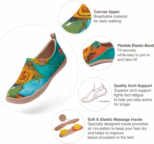 Vista 6 de UIN Zapatos de viaje artísticos para mujer, mocasines casuales acogedores, ligeros, cómodos, a la moda, tenis Toledo