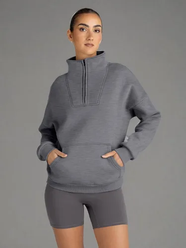 Vista 7 de Trendy Queen - Sudaderas con medio cierrey capucha de gran tamaño, comoda, extragrande, para otoño, Y2K, ropa de invierno, 2024