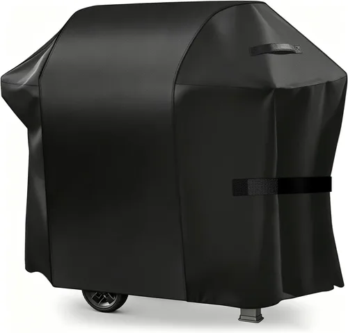 Vista 9 de Funda para parrilla, 300D Oxford resistente al agua, cubierta de gas para barbacoa con correas de nailon ajustables, a prueba de polvo, resistente a
