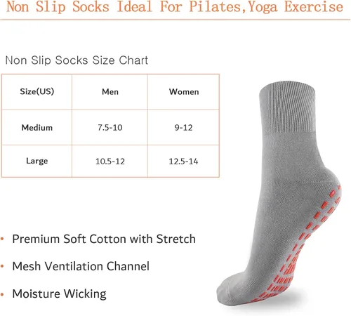 Vista 7 de NOVAYARD 5 pares de calcetines antideslizantes para hospital, diabéticos, yoga, pilates, barre hombres y mujeres