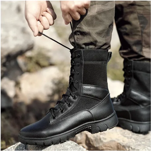 Vista 2 de Botas tácticas para hombre, botas de combate ligeras, botas de trabajo duraderas, botas de desierto