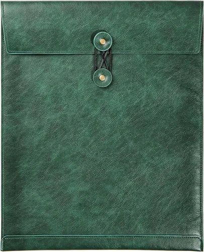 Vista 14 de Carpeta de Archivos de Cuero PU Negro, Organizador de Archivos con Cierre de Presión, Carpeta de Documentos Importantes, Organizador de Documentos