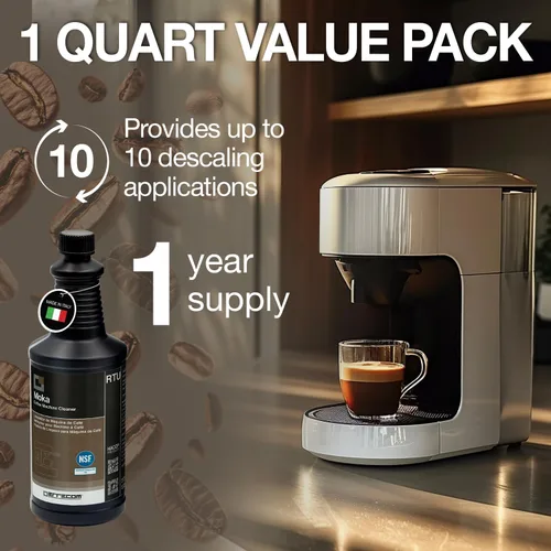 Vista 8 de ERRECOM Moka, Descalcificador de máquina de café, A3 registrado NSF, compatible con todas las máquinas de café y hervidores, botella de cuarto