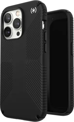 Vista 10 de Speck Presidio2 Pro + MagSafe - Funda para iPhone 14 Plus con revestimiento Microban (negro/negro/blanco)