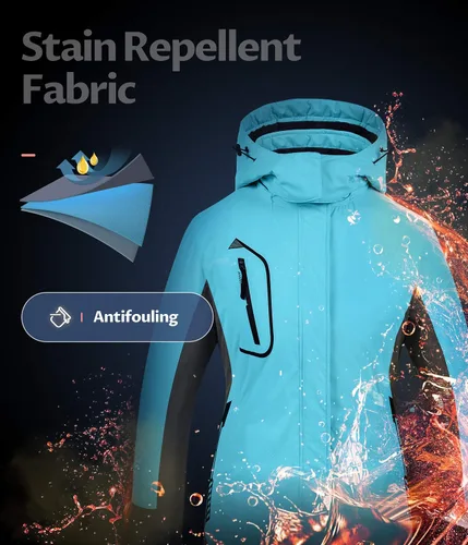 Vista 5 de Chaqueta de esquí impermeable para mujer resistente al viento chaqueta de snowboard cálida abrigo de invierno