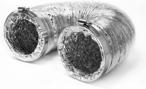 Vista 5 de Conducto de transición de aluminio flexible para secadora de ropa con 2 abrazaderas de tornillo sinfín.