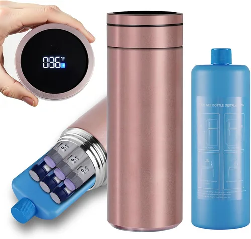 Vista 11 de Bogush Grandes bolígrafos de insulina de 60H para 6-8 bolígrafos, estuche de viaje, pantalla de temperatura, enfriador de medicamentos para viajes