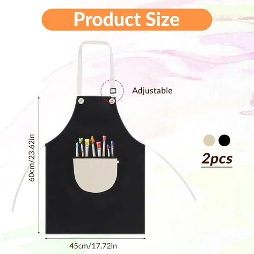 Vista 2 de Mabor 2 delantales para cocinar, delantal de pintura impermeable ajustable, delantales de arte con bolsillos para niños y niñas, pintura