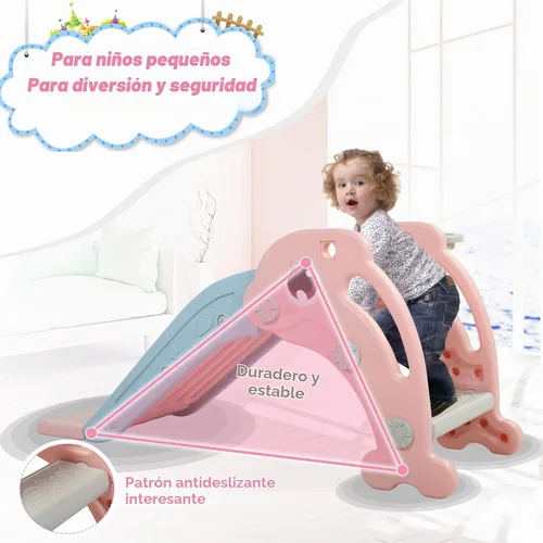 Vista 2 de TOBBI - Tobogán independiente 3 en 1 para niños pequeños Rosa